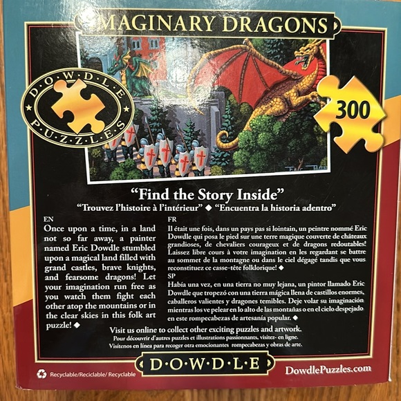 Imaginary Dragons 300 Piece Jigsaw Puzzle Dowdle Folk Art 16 x 20 Fantasy EUC - Picture 2 of 5